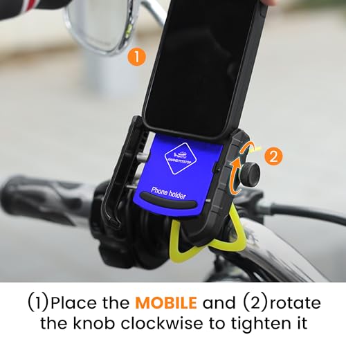 Image of GRAND PITSTOP Bike Mobile Holder | (Blue - Jaw Grip, 360 Rotation) | Aluminium Clamp for Scooters, Bicycles, Motorcycles | Firm Hold | GPS Navigation | Anti-Slip Mount