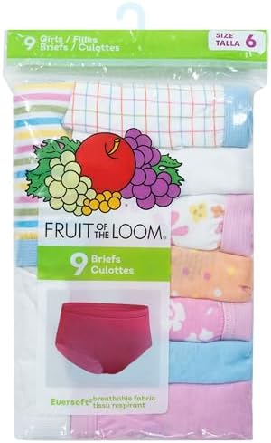Fruit Of The Loom Girls Briefs, Assorted, 6 US - 5