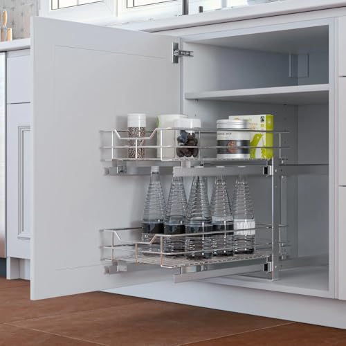 ZOINLIY Pull Out Cabinet Organizer,Versatile Slide Out Kitchen Organizers and Storage,Heavy Duty Drawer Cupboard Storage Basket,Smooth Sliding,Chrome Finish by ZOINLIY - Image 6