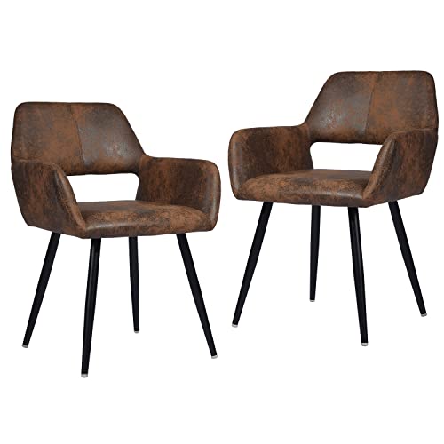 FurnitureR Conjunto de 2 Sillas de Comedor Vintage de Cuero...