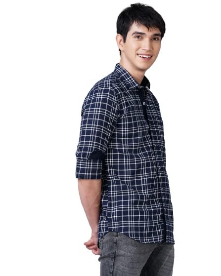 PAUL STREET Navy-White Lithe Checks Shirt