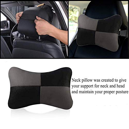 Image of Adroitz Grey Car Cushion in Check Design Material Leatherette 263