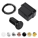 CLEESINK Garbage Disposal Switch, Cordless Air On Off Kit for Food Waste Disposer, Plastic Black, Long 3.5" Sink Top Push Button