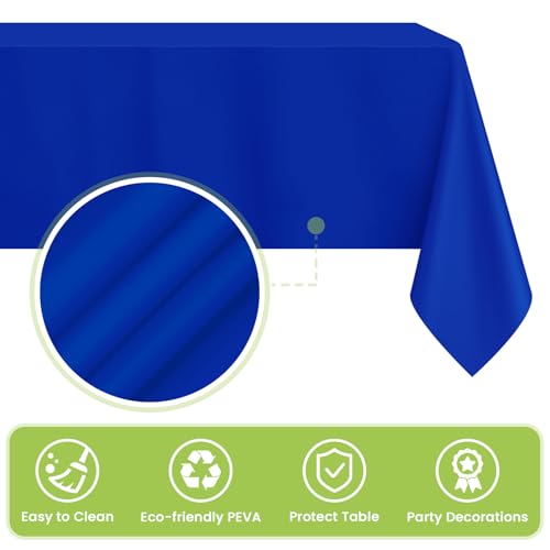 Image of Mulbozy 4 Pcs Blue Plastic Table Cloth Disposable, 54 x108 Inch