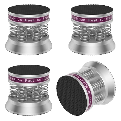 Audiocrast Speaker Isolation Base Pads, Spring Floor Protector, Anti Vibration Non-Slip Speaker Stand Feet Pad Shock Absorber for HiFi Amplifier DAC Recorder 4PCS (Silver)