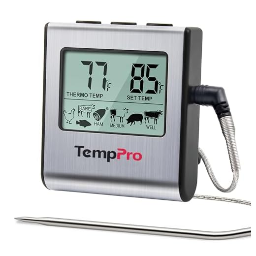 ThermoPro TP-16 Large LCD Digital Cooking Food Meat Smoker Oven Kitchen BBQ Grill Thermometer Clock Timer with Stainless Steel Probe