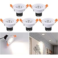 QYHOME - Foco LED empotrable pequeño de 3 W, blanco cálido, orientable, de aluminio, para armarios de vino, armarios, cocinas, salones [Clase energética A++]