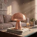 Disco Mushroom Decor, 7 Inch Rose Gold Retro Disco Ball Lamp, Elegant Disco Ball Decor for Table Home Decor Party Wedding Halloween Christmas Decorations