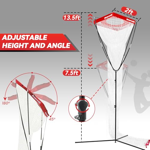 Bearwill Volleyball Setter Trainer Net, Volleyball Training Equipment Adjustable Angle Height 8-13 FT Setter Net, Indoor Outdoor Volleyball Practice Net System for Serving, Spiking and Setting - Image 3