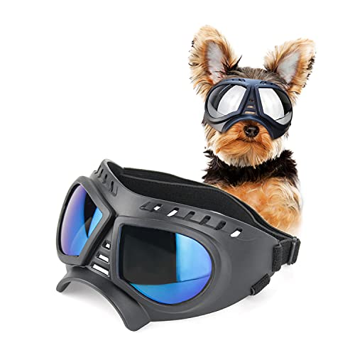 Gesuche Dog Goggles,UV Protection Wind Protection Dust Protection Snow Protection Fog Protection Soft Frame Glasses for Long Snout Dogs Eyes Protection with Adjustable Strap (S: Blue Lens)