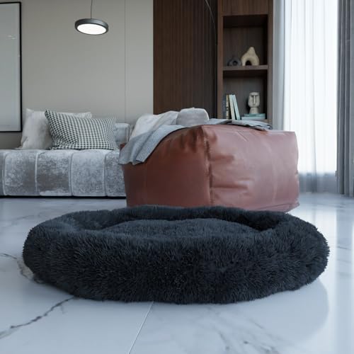 BENNO® Hundebett BALU 70x70x16 cm in Donutform, Kuschelbett aus Polyester mit Polypropylen-Füllung, waschbar, rutschfestes Unterteil, inkl. Kauknochen