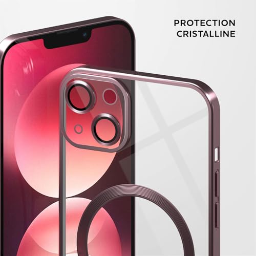 Coque iPhone 13 protection caméra intégrée rose transparente compatible MagSafe