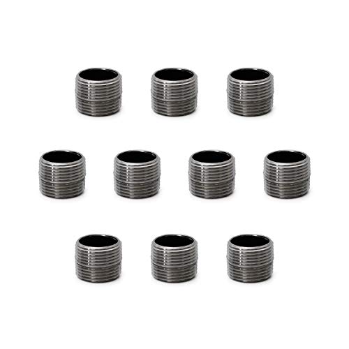 1"x1" Industrial Pipe, Home TZH 10 Pack Iron Pipe, Heavy Duty Pre-Cut Steel Pipe, Threaded Metal Pipe Nipple for Industrial Vintage Style DIY Project/Furniture/Shelving Decoration(1"x1"(closed), Grey)