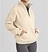 Womens Quarter Zip Pullover Sweatshirt 1/4 Zipper Long Sleeve Fleece Sweater Trendy Fall Outfits with Pockets (Apricot,Small)