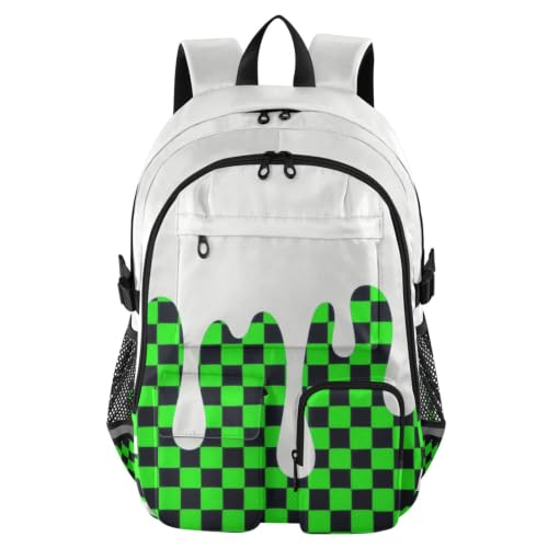 Mochila para laptop contra golpes diseño de helado a cuadros verde