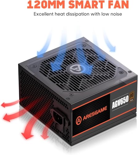 ARESGAME Power Supply 650W, 80 Plus Bronze Certified, Non Modular PSU (AGV650) - Thumbnail 5