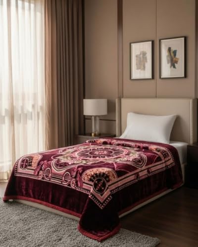 Image of Signature Premium Winter Mink Blanket for Single Bed | Heavy Warm Soft Blanket for Winters | Ultra Soft, Skin Friendly, Breathable, Single Layer Mink Blanket for Adults & Kids (Imperial Medallion)