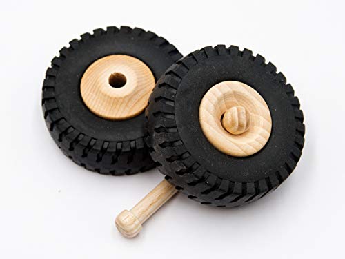 2 Stk JOWE® Holzrad mit Gummiprofil 64 mm | Holzrad aus Buche mit Gummireifen 64 mm x 20 mm