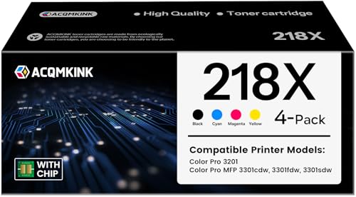 Image of 218X Toner Cartridges 4 Pack with Chip Compatible Replacement for HP 218X