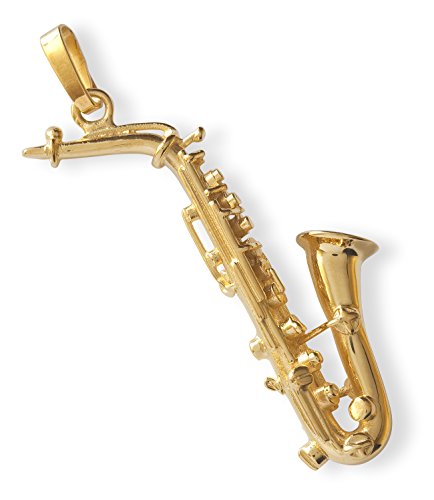 Pendentif Saxophone Alto - Instrument de musique - Argent Massif 925 Plaqué Or 23,5 Carats - Bijou cadeau musique Cover