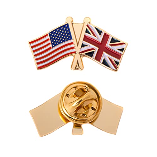 usa british flag pin - United Kingdom Lapel Pin Enamel with United States USA Souvenir Hat Men Women Patriotic Great Britain UK Country (Double Flag Pin)