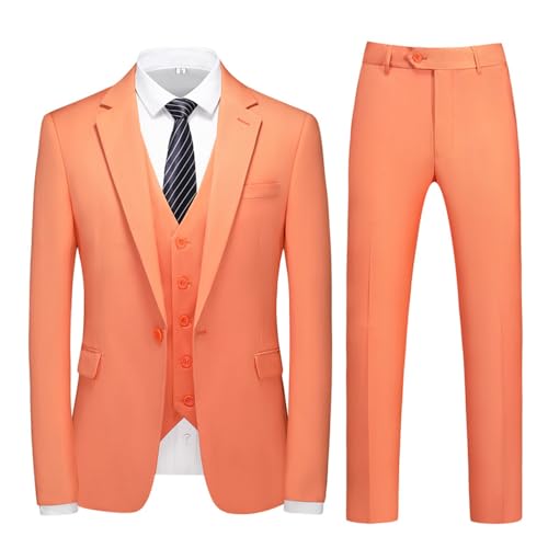 Costume Homme 3 pièces Slim Orange Mariage Business Fête
