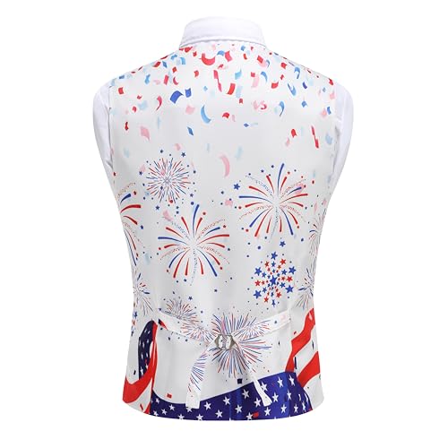 Image of GRAJTCIN Men's Festive Costume Adult Mardi Gras Vest 3D-Print St Patrick's Day Suit Independence Day Waistcoats