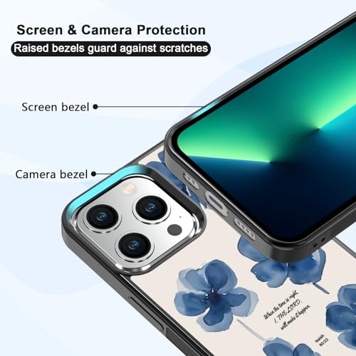 Coque iPhone 13 Pro antichoc avec motif floral chrétien esthétique en TPU