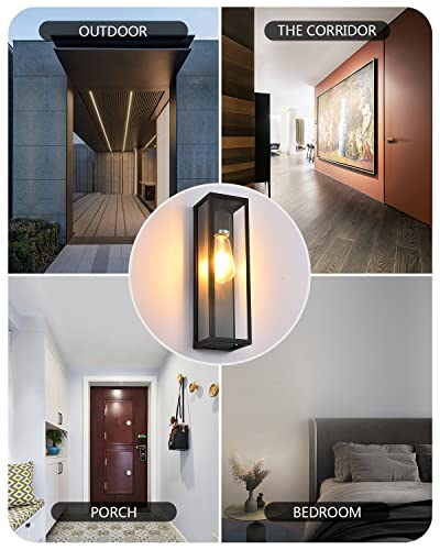 Boca Do Lobo Outdoor Sconce Lights, Porch Light Fixtures, Matte Black And Brass Frame Wall Lights With Clear Glass Shade For Garage, Patio, Doorway, Hallway #TOP7