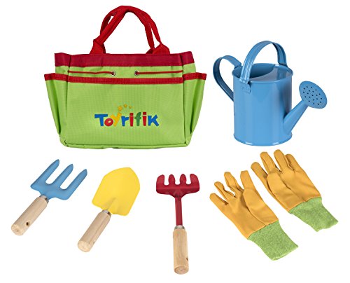 Little Gardener Tool Set With Garden Tools Bag For Kids Gardening - Kit Includes Watering Can, Children Gardening Gloves, Shovel, Rake, Fork And Garden Tote Bag-Children Gardening All In One Kit #TOP5