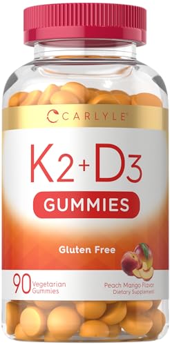Carlyle Vitamin D3 K2 Gummies | 90 Count | 5 000 IU of D3 + 50 mcg MK7
