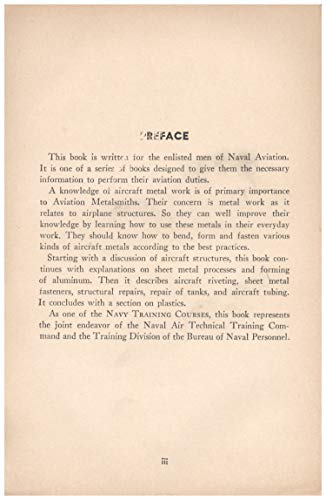AIRCRAFT METAL WORK Navy Training Courses NAVPE... B000ZPXVTC Book Cover