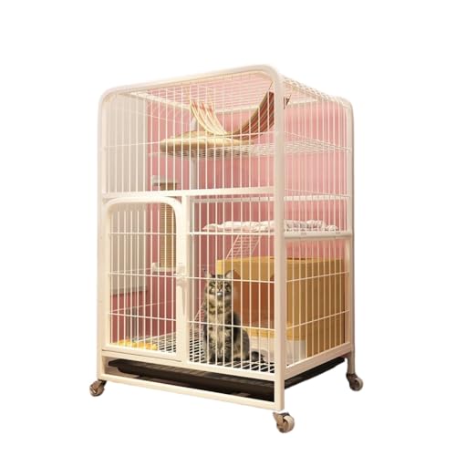 猫と犬のケージ、厚くて大きい、折りたたみ式、屋内用、ペットケージ、フリースペース、家庭用キャットケージキャットケージフリーコンビネーショントレイ付きキャットドア付きハンモック付き大型キャットケージファッションキャットハウスキャットハウス多層留守番保護逃げ防