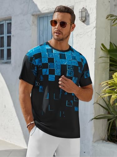 Mens Abstract Graphic Crew Neck T Shirt Casual Short Sleeve Vintage T Shirt2