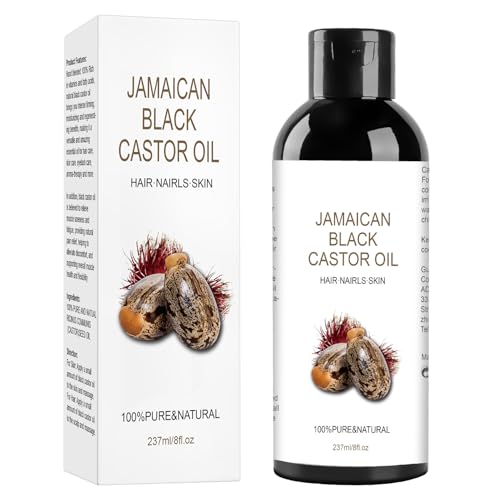 Image of Organic Castor Oil, 8 fl oz Glass Bottle, Pure Cold-Pressed Hair Oil