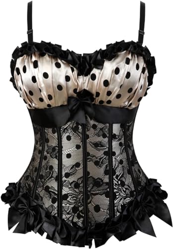 Image of Women's Lace up Gothic Jacquard Shoulder Straps Tank Overbust Shaper Corset Bustiers Top
