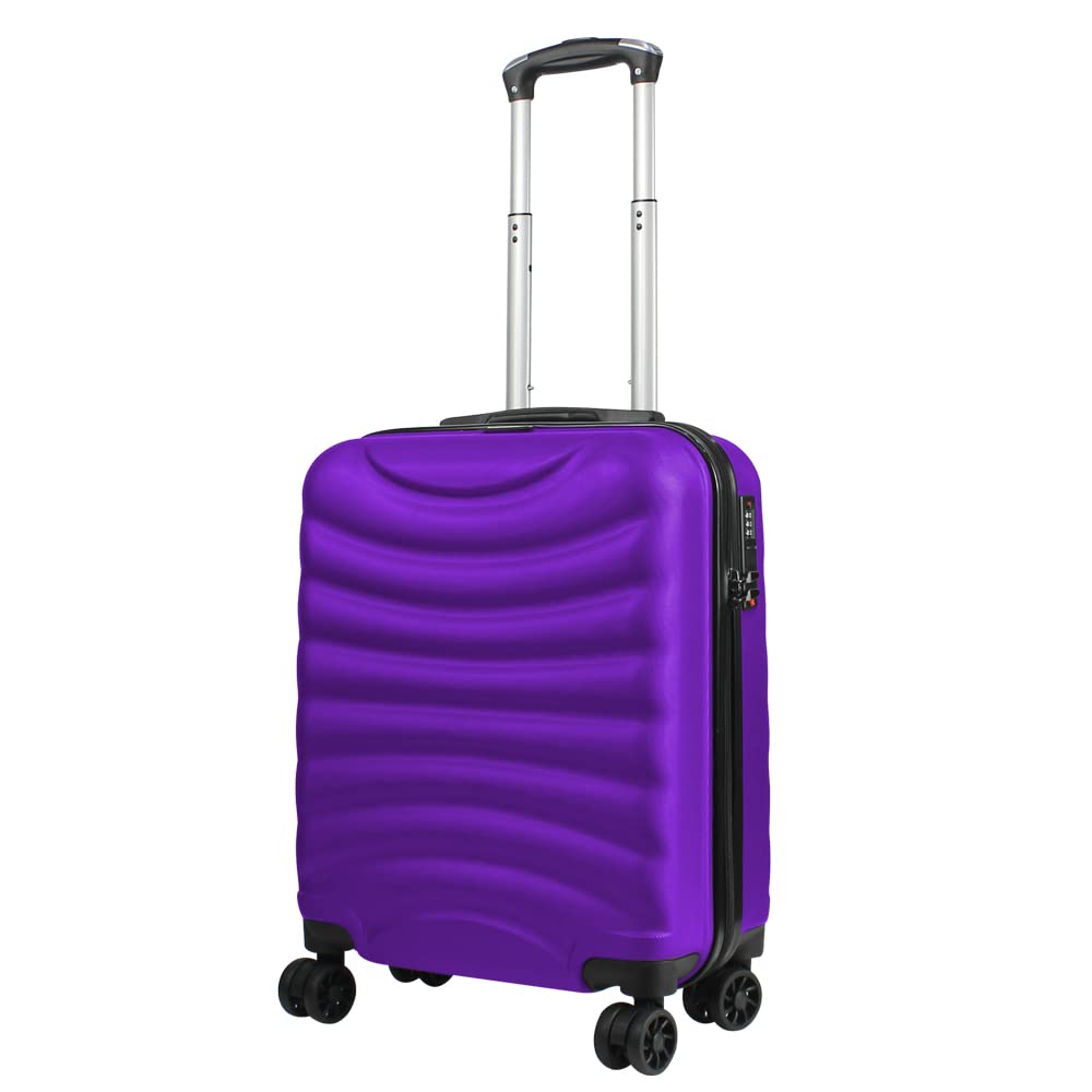 Rocklands® Lightweight 4 Wheel Hard Shell Luggage Suitcase Ryanair Cabin Travel Bag 55x40x20cm - ABS822 (Violet)