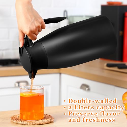 Image of Norme 2 Pcs Thermal Coffee Carafe Insulated Stainless Steel Coffee Carafe for Hot Liquid Vacuum Thermal Pot Creamer Pitcher Dispenser with Brushes Keeping Hot Water Milk(Black, White)