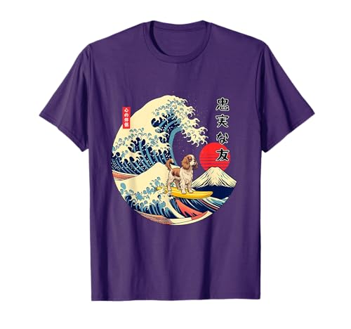 Cavalier King Charles Spaniel Japanese Kanagawa Wave Surf T-Shirt