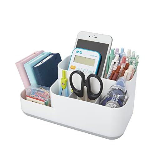 LETURE Desktop Storage Organizer, Pen Pencil Card Holder Box Container for Desk, Office Supplies, Vanity Table (White)