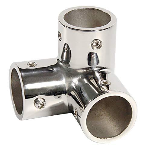 NRC&XRC Marine Grade 316 Stainless Steel Mirror Polished Hand Rail Fitting-90 Degree 7/8inch 3 Way Corner Elbow,7/8 inch Pipe Hand Rail Tee