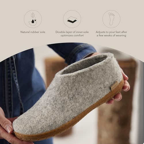 Image of Glerups 100% quality wool mix Shoe Slipper with rubber sole - Unisex