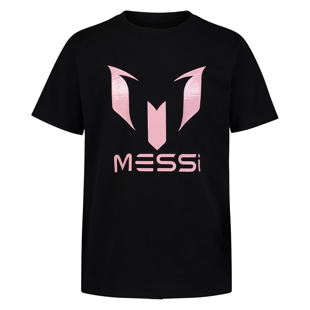 Messi Boys' Lifestyle Short Sleeve T-Shirt, Slim-Fit Logo Tee, Cotton Blend Fabric, Stretch Limo