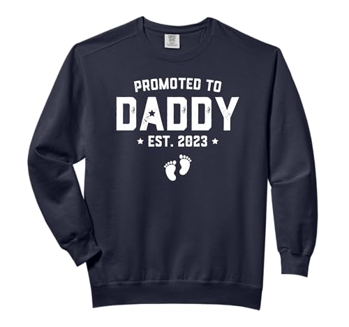 Promoted To Daddy Est. 2023 Shirt Baby Gift For New Daddy Comfort Colors Adult Sweatshirt