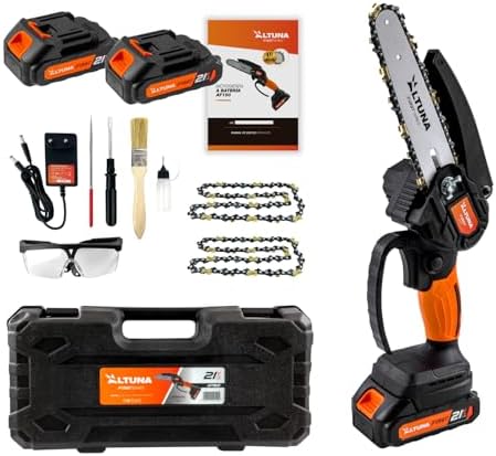 Altuna – 21V Battery Chainsaw with Titanium Chain – 800W Power – Cutting Capacity 150mm – Includes 2 Lithium Batteries – Lightweight and Compact – Case and Accessories Included – AF 150 Altuna – 21V Battery Chainsaw with Titanium Chain – 800W Power – Cutting Capacity 150mm – Includes 2 Lithium Batteries – Lightweight and Compact – Case and Accessories Included – AF 150