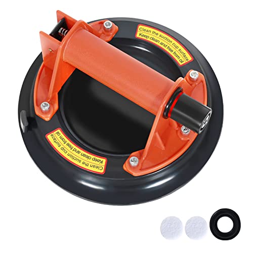 8.2In Glass Suction Cups To Lift Large Glass/Granite/Tile/Window, Vacuum Suction Cup Industrial Heavy Duty Lifter With Handle For Material Handing, 468Lbs Load Capacity, Orange, Pack Of 1 #TOP29