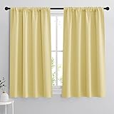 RYB HOME Blackout Curtains for Bedroom - Thermal Insulating Privacy Window Curtains for Kids Nursey Dining Bathroom Home Office Decor, Width 42 x Length 45 inches, Light Yellow, 2 Panels