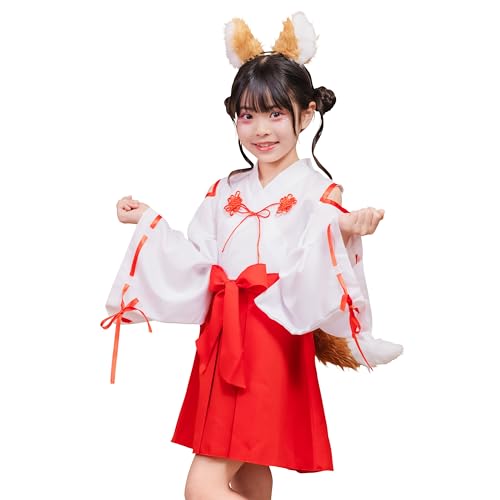 クリアストーン(Clearstone) コスプレ ハロウィン きつね巫女 キッズ ユニセックス 140cm レッドのサムネイル