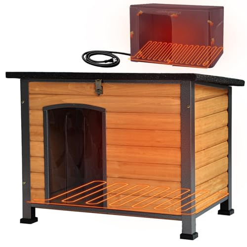 Aivituvin Outdoor-Hundehütte mit isoliertem Futter, wasserdichte Hundehütte für den Winter, Katzenhaus für kleine und mittelgroße und große Hunde, Katzen, einzigartiger Allround-Eisenrahmen