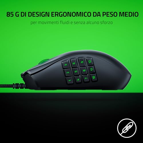 Naga X - Mouse da Gaming Ergonomico per MMO con 16 Pulsanti Programmabili (Switch Ottico per Mouse, Sensore Ottico Avanzato 5G, Chroma RGB, Cavo Speedflex) Nero - Mouse gaming - Immagine 2